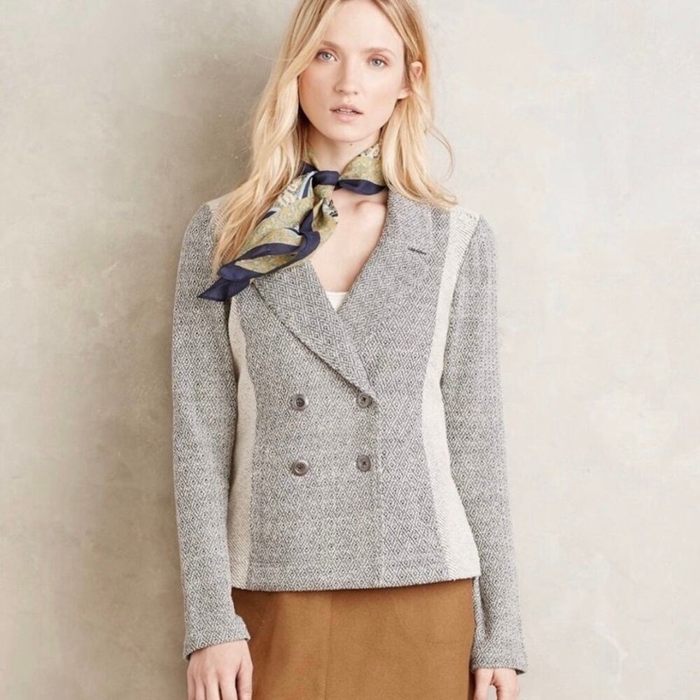 Anthropologie Saturday Sunday Milica Gray Two Tone Knit Blazer Jacket